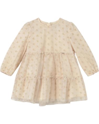 VESTIDO MAYORAL 2907 BEIGE DE MANGA LARGA CON ESTAMPADO DE PUNTOS BEIGE