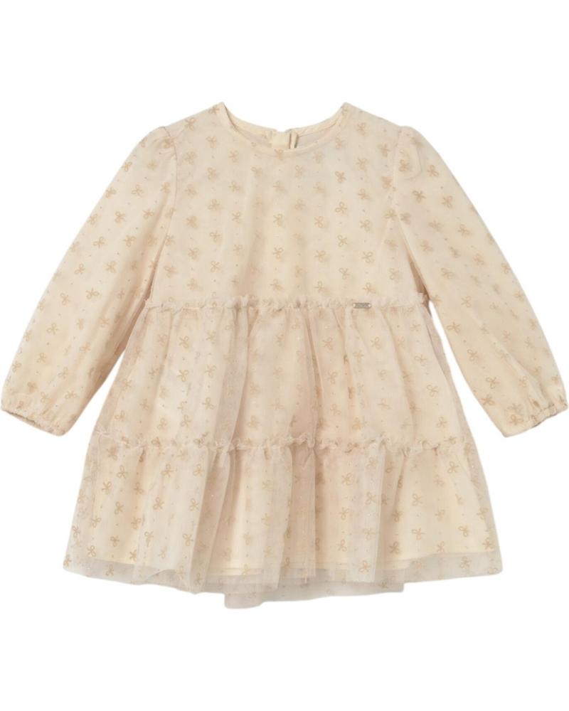 VESTIDO MAYORAL 2907 BEIGE DE MANGA LARGA CON ESTAMPADO DE PUNTOS BEIGE
