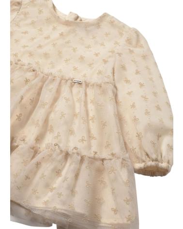 VESTIDO MAYORAL 2907 BEIGE DE MANGA LARGA CON ESTAMPADO DE PUNTOS BEIGE