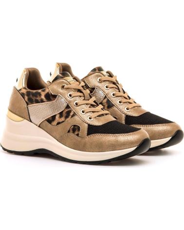 MARIA MARE 63647 BRAUN ANIMAL-PRINT KEILABSATZ CASUAL-SNEAKER MIT GOLDDETAILS MARRóN