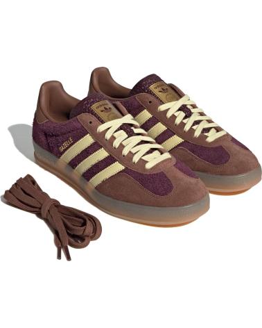 BASKETS ADIDAS GAZELLE INDOOR JI0324 GRENAT AVEC DÉTAILS JAUNE CLAIR BURGUNDY