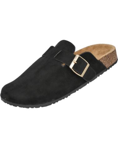 L&R SHOES SABOTS PLATS TL8-98 À BOUCLE - NOIR NEGRO
