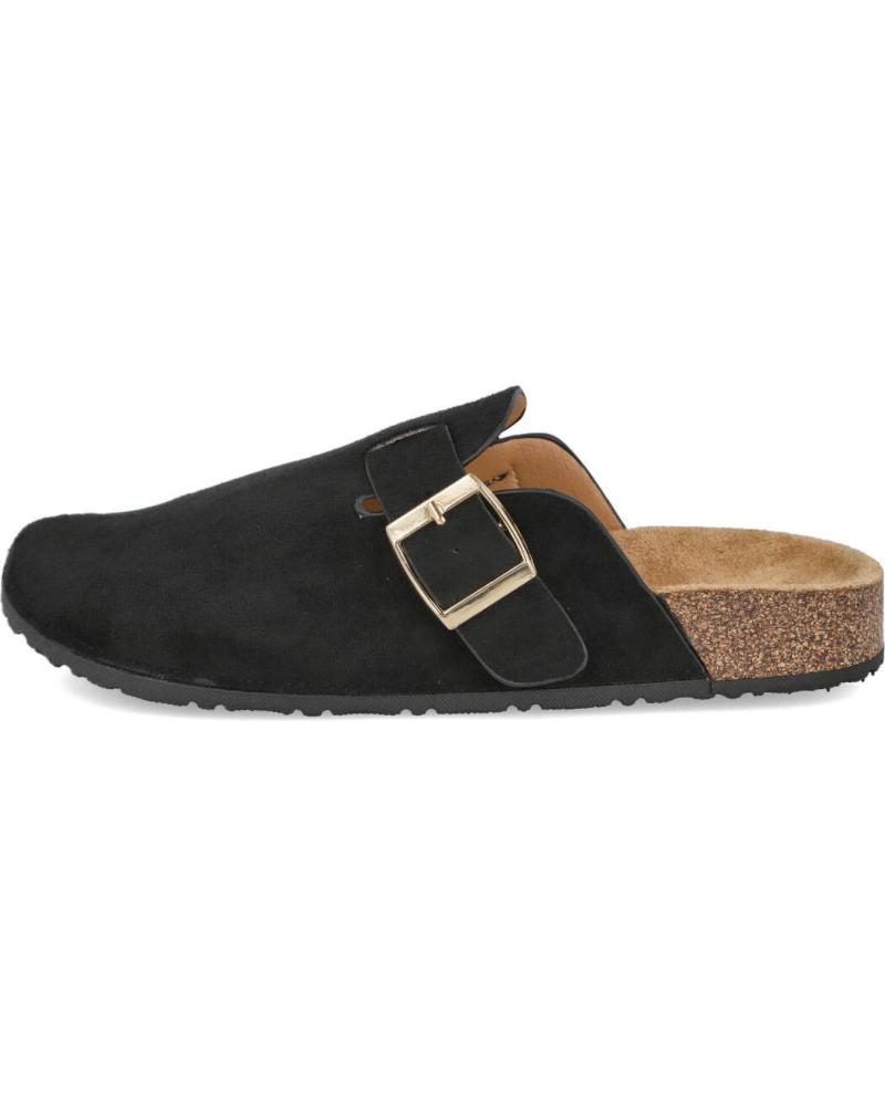 L&R SHOES SABOTS PLATS TL8-98 À BOUCLE - NOIR NEGRO