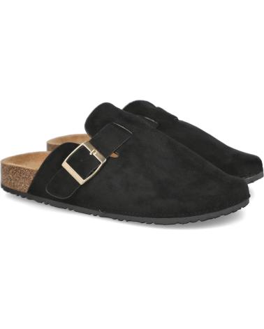L&R SHOES SABOTS PLATS TL8-98 À BOUCLE - NOIR NEGRO
