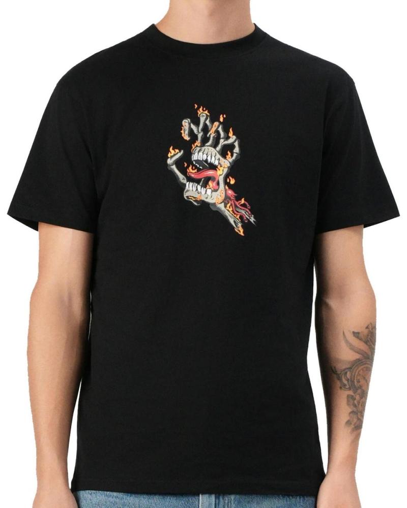 SANTA CRUZ BURNT BONE HAND BLACK T-SHIRT NAN