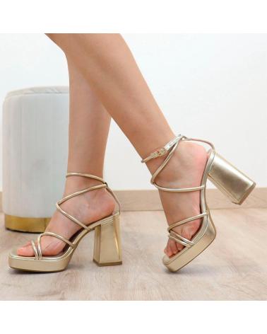 GOLD PLATFORM HIGH-HEEL SANDALS L&R SHOES JM557 ORO