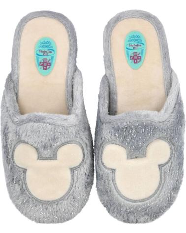 L&R SHOES NATALIA 5032 PANTOUFLES GRISES AVEC MOTIF MICKEY MOUSE GRIS