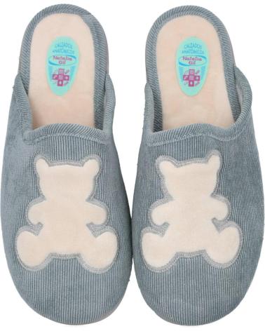 PANTOUFLES L&R SHOES NATALIA 4007 GRISES AVEC OURS EN PELUCHE GRIS