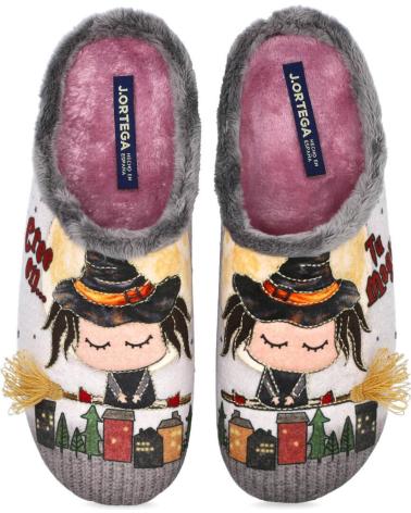 PINTURINES 1928 - CHAUSSONS GRIS AVEC MOTIF PETITE SORCIÈRE GRIS