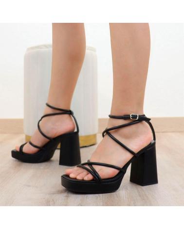 SANDÁLIAS DE SALTO PLATAFORMA L&R SHOES JM557 PRETO NEGRO