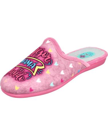 L&R SHOES NATALIA 5002 - PANTOUFLES ROSES AVEC MESSAGE 'MEILLEURE MAMAN' ROSA