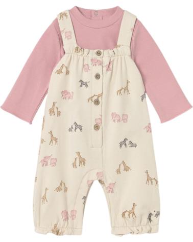 MAYORAL COMPLETO 2606 ROSA - BLUSA MANICA LUNGA E SALOPETTE STAMPATA ROSA