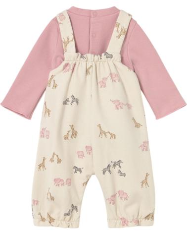 MAYORAL COMPLETO 2606 ROSA - BLUSA MANICA LUNGA E SALOPETTE STAMPATA ROSA