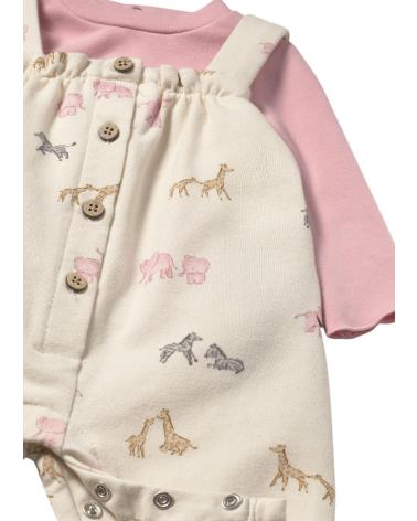 MAYORAL COMPLETO 2606 ROSA - BLUSA MANICA LUNGA E SALOPETTE STAMPATA ROSA