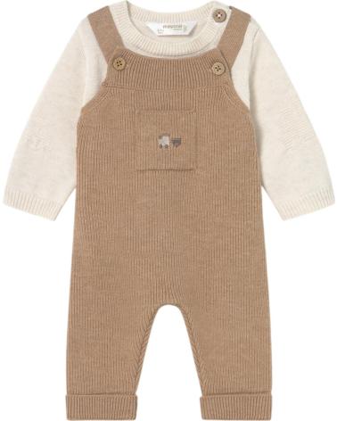 MAYORAL COMPLETO NEONATO MASCHIO 2646 BEIGE CON SALOPETTE E MAGLIETTA MANICHE LUNGHE BEIGE