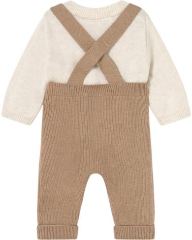MAYORAL COMPLETO NEONATO MASCHIO 2646 BEIGE CON SALOPETTE E MAGLIETTA MANICHE LUNGHE BEIGE