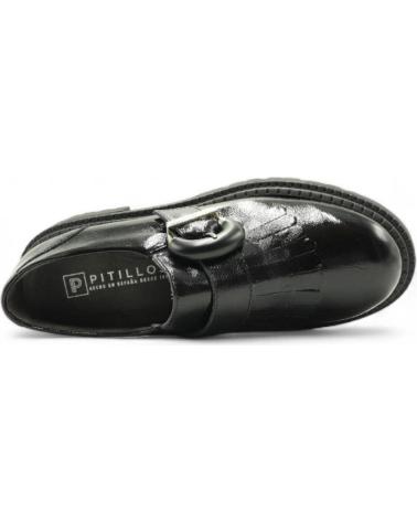 MOCASSINO PITILLOS 10791 NERO CON FIBBIA E PLATEAU NEGRO