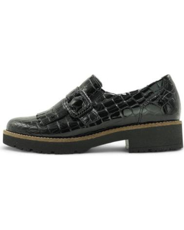 MOCASSIM PITILLOS 10772 EM COURO ENVERNIZADO PRETO COM FRANJAS E TEXTURA CROCODILO NEGRO