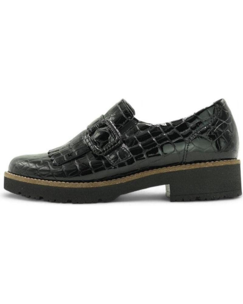 MOCASSIM PITILLOS 10772 EM COURO ENVERNIZADO PRETO COM FRANJAS E TEXTURA CROCODILO NEGRO