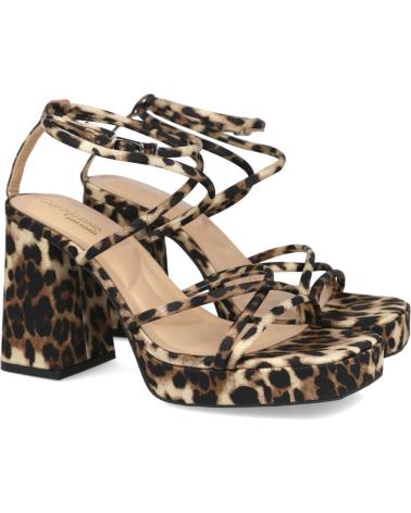 SANDALES À TALON COMPENSÉ L&R SHOES JM557 IMPRIMÉ LÉOPARD LEOPARDO