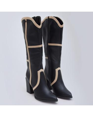 ZWEIFARBIGE STIEFEL MIT ABSATZ L&R SHOES BUONAROTTI A-5411 SCHWARZ NEGRO