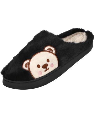 PANTOFOLE L&R SHOES 10065 NERE CON DESIGN ORSO PER DONNA NEGRO