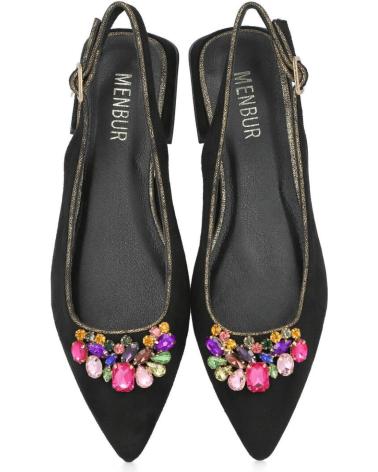 BALLERINES MENBUR 26404 NOIRES AVEC STRASS DÉCORATIFS NEGRO