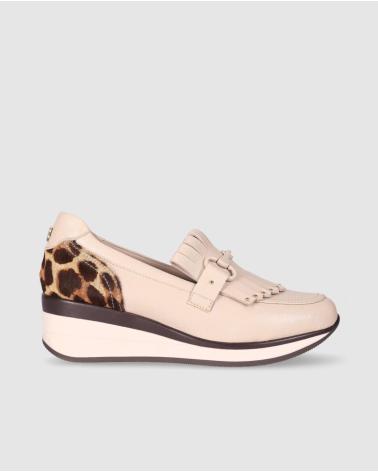 CHIKA10 RE SAUCE 09 MOKASSINS BEIGE MIT ANIMAL-PRINT BEIG-BEIGE