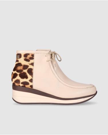 CHIKA10 RE SAUCE 08 STIEFELETTEN BEIGE MIT ANIMAL-PRINT BEIG-BEIGE
