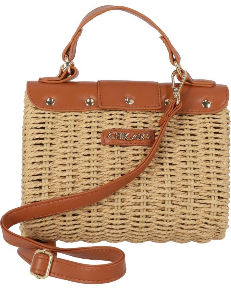 CHIKA10 ARENA 01 RAFFIA AND LEATHER CROSSBODY BAG IN TAN CUERO-TAN