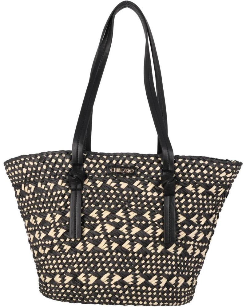 BORSA TOTE CHIKA10 ECUADOR 01 NERA CON DESIGN ETNICO NEGRO-BLACK