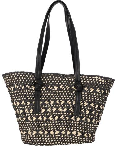 BORSA TOTE CHIKA10 ECUADOR 01 NERA CON DESIGN ETNICO NEGRO-BLACK