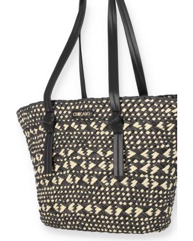 BORSA TOTE CHIKA10 ECUADOR 01 NERA CON DESIGN ETNICO NEGRO-BLACK