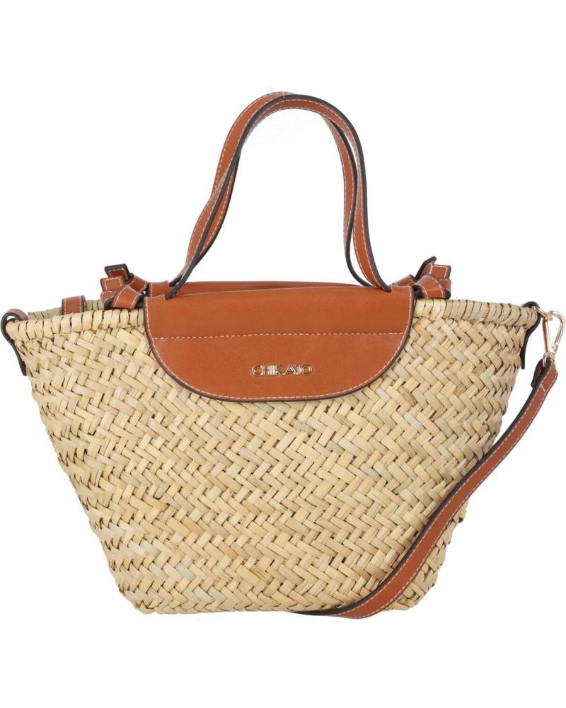 CHIKA10 KORAL 01 RAFFIA AND LEATHER CROSSBODY BAG IN TAN CUERO-TAN