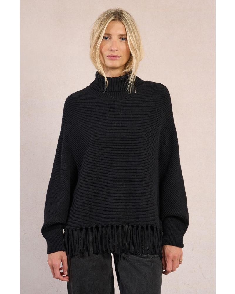 JERSEY MOLLY BRACKEN T2115DN NEGRO CON DETALLE DE FLECOS NEGRO