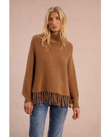 JERSEY MOLLY BRACKEN T2115DN MARRÓN CON DETALLE DE FLECOS MARRóN