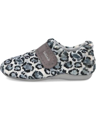 DEVALVERDE 6089 GESCHLOSSENE HAUSSCHUHE GRAU MIT LEOPARDENMUSTER GRIS