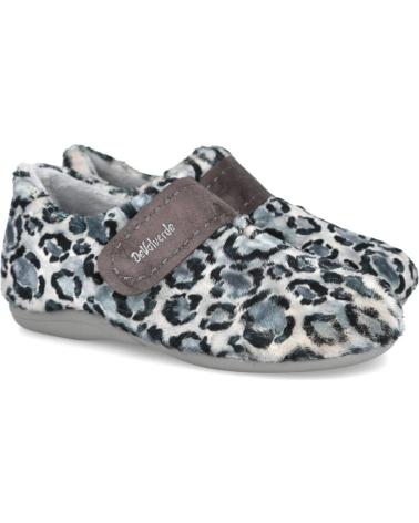 DEVALVERDE 6089 GESCHLOSSENE HAUSSCHUHE GRAU MIT LEOPARDENMUSTER GRIS