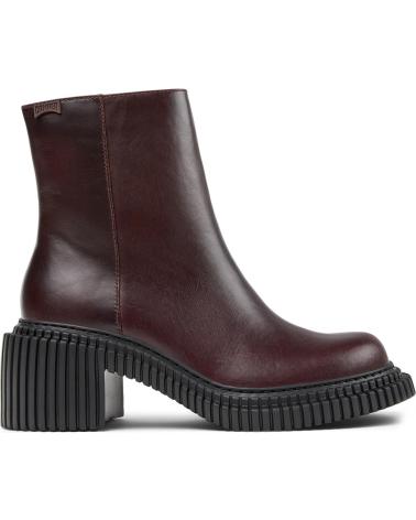 CAMPER STIVALETTI PIX LONDON K400804 IN PELLE BORDEAUX CON SUOLA CARRARMATO ROJO