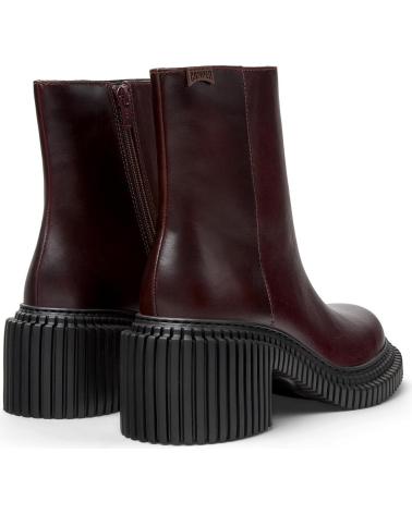 CAMPER STIVALETTI PIX LONDON K400804 IN PELLE BORDEAUX CON SUOLA CARRARMATO ROJO