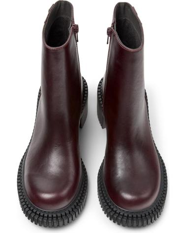 CAMPER STIVALETTI PIX LONDON K400804 IN PELLE BORDEAUX CON SUOLA CARRARMATO ROJO
