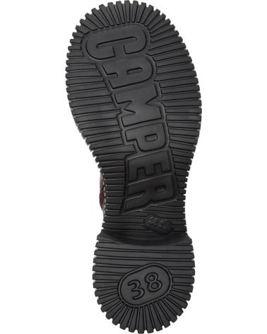 CAMPER STIVALETTI PIX LONDON K400804 IN PELLE BORDEAUX CON SUOLA CARRARMATO ROJO