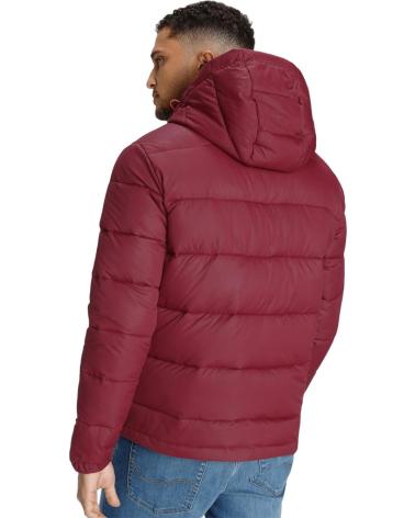 CAZADORA ACOLCHADA JACK & JONES JJGLOBUS ROJA CON CAPUCHA ROJO