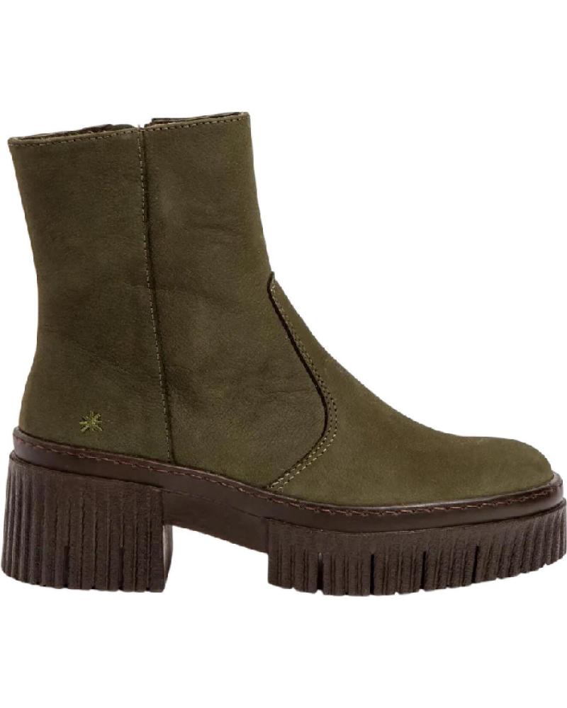 ART 1374 STIEFELETTE AUS KHAKIGRÜNEM LEDER MIT PROFILSOHLE VERDE