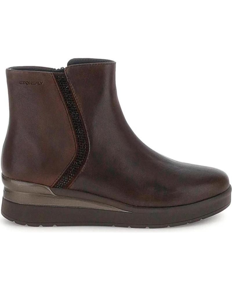 BOTTINES STONEFLY CREAM-64 EN CUIR MARRON AVEC FERMETURE ÉCLAIR LATÉRALE MARRON