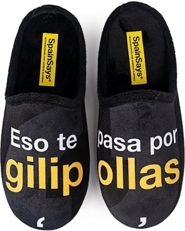 MARPEN BLACK HOME SLIPPERS WITH HUMOROUS MESSAGE NEGRO