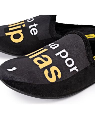 MARPEN BLACK HOME SLIPPERS WITH HUMOROUS MESSAGE NEGRO