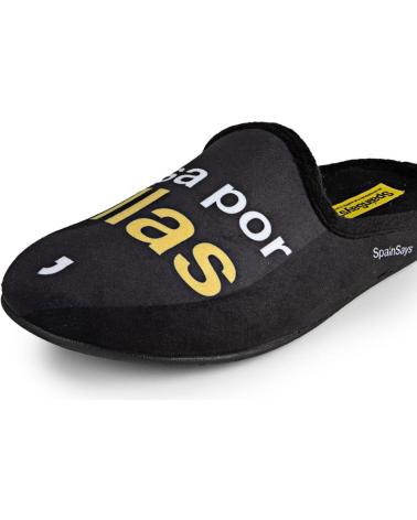 MARPEN BLACK HOME SLIPPERS WITH HUMOROUS MESSAGE NEGRO