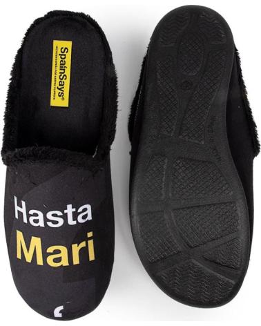 MARPEN SCHWARZE HAUSSCHUHE MIT BOTSCHAFT 'HASTA LUEGO MARI CARMEN' NEGRO