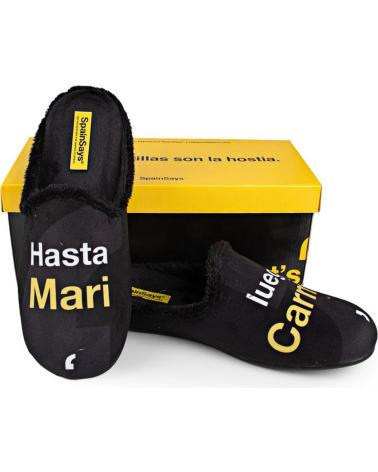MARPEN SCHWARZE HAUSSCHUHE MIT BOTSCHAFT 'HASTA LUEGO MARI CARMEN' NEGRO